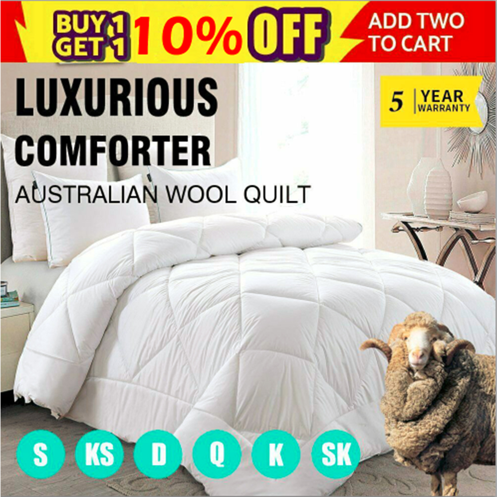 King Single Bed Australian Merino Wool Quilt Doona 700gsm Heavy Winter Weight